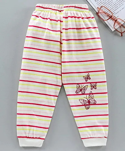 Teddy Full Length Track Pants Butterfly Print - Multicolour