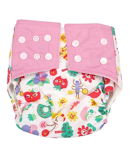 Baby Moo Reusable Cloth Diaper with Insert Fruit Print - Multicolour