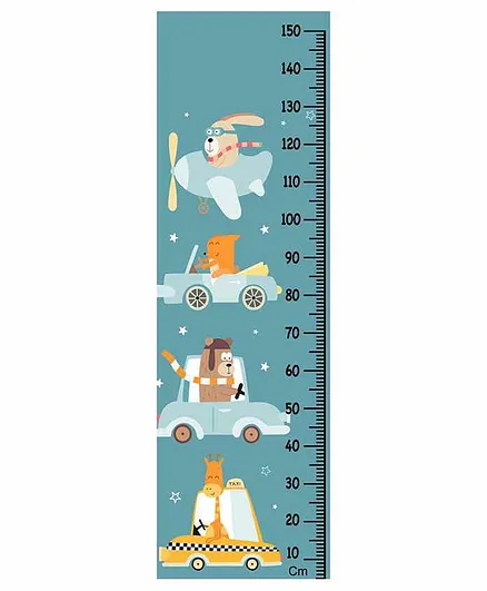 WENS Animal Ride Wall Height Chart - Blue