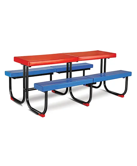 Ok Play Fun Squad Desk With Attached Bench - Red Blue 