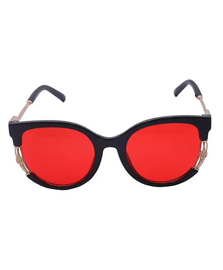 Spiky Oval Shape Sunglasses - Red