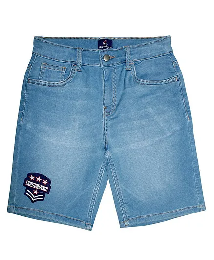 Kiddopanti Solid Denim Shorts - Blue