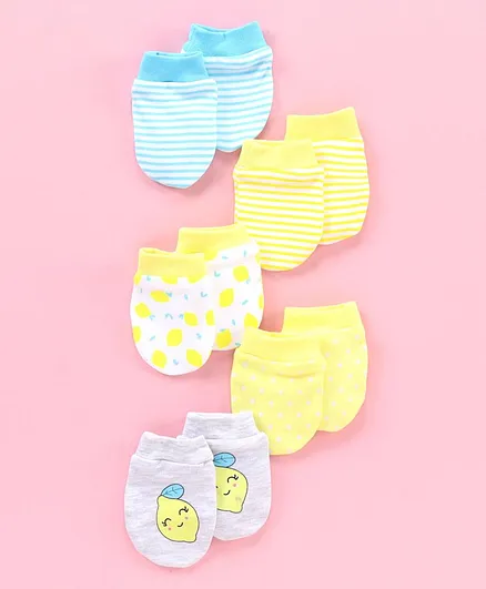 Babyhug 100% Cotton Mittens Pack of 5 - Multicolour