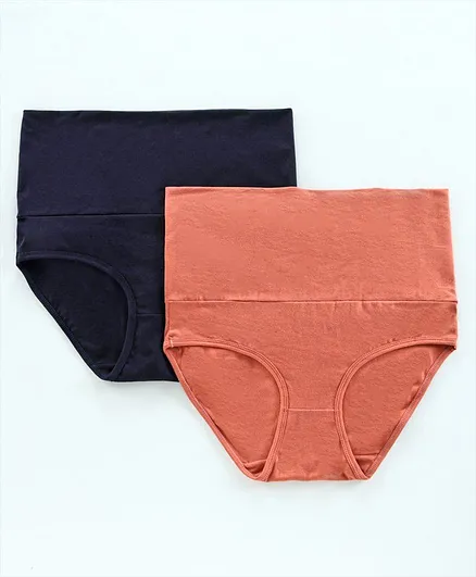 Bella Mama High Coverage Panty Pack of 2 - Navy Peach