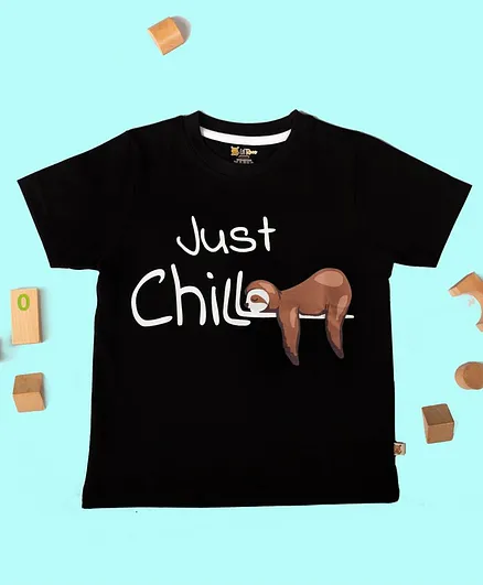 Lil' Roos Half Sleeves Just Chill Printed Tee - Black