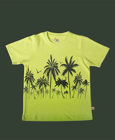 Lil' Roos Half Sleeves Tropical Print Tee - Light Green