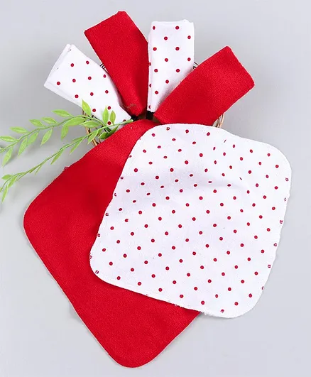 Babyhug Hand & Face Towel Pack of 6 - Red & White