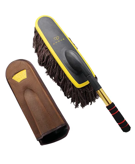 Amour Microfiber Car Dash Duster Brush With Case - Brown