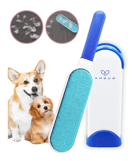 Amour Pet Hair Remover Double Sided Brush - Blue