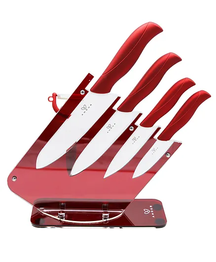 Amour Ceramic Knives Set 6 Pieces - Red