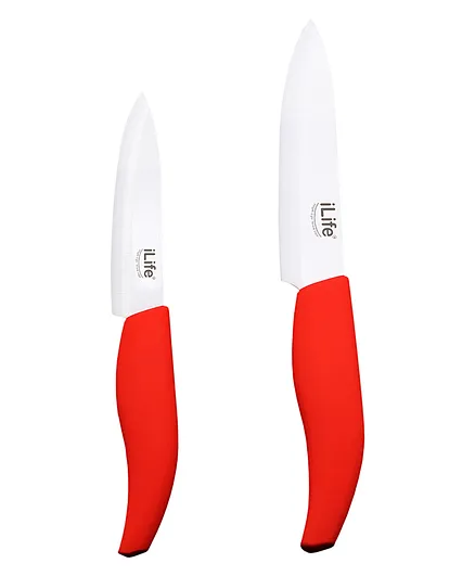 iLife Advanced Ceramic Paring Knife Set Of 2 - Red