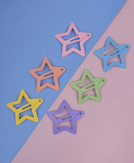 Arendelle Set Of 6 Pastel Star Hair Clips - Multicolour