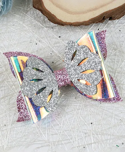 Asthetika Butterfly Glitter Bow Hair Clip - Purple