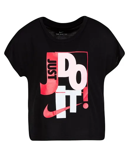 Nike Half Sleeves Just Do It Printed Tee - Black