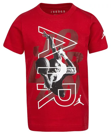 Jordan Michael Jordan Air Logo Print Half Sleeves Tee - Red