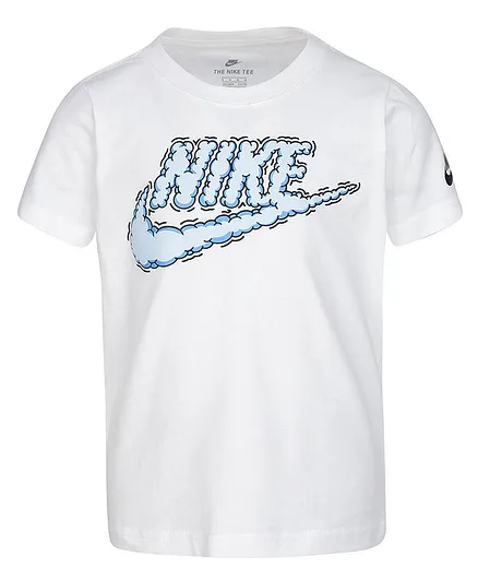 Nike Half Sleeves Brand Logo Print Tee  - White