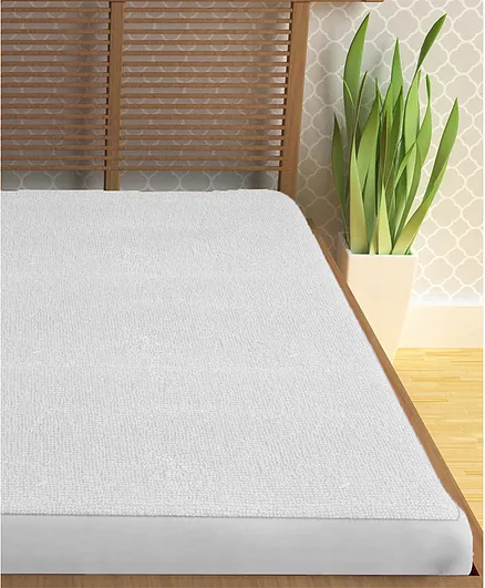 Biannca Waterproof & Breathable Micro-Terry Mattress Protector With Elastic Edges - White