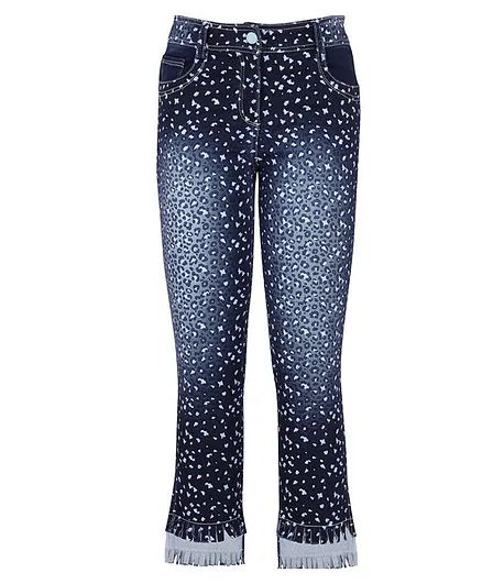 Cutecumber Full Length All Over Printed Jeans - Blue