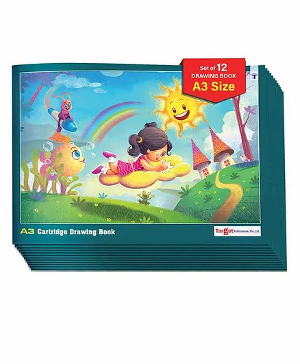  Target Publication A3 Unruled Drawing Book Pack of 12 - 34 Pages Each