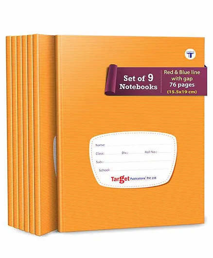 Target Publication Four Line Small Notebook Pack of 9 - 76 Pages each