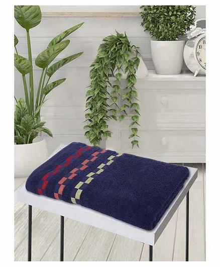 Bianca Mercerized Combed Cotton Bumpy Striped Bath Towels Sonoma - Navy Blue