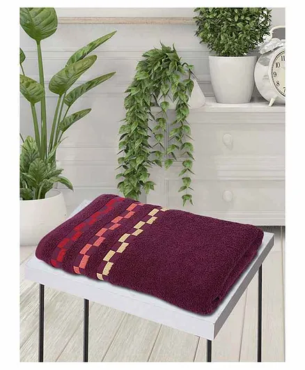 Bianca Mercerized Combed Cotton Bumpy Striped Bath Towels Sonoma - Purple