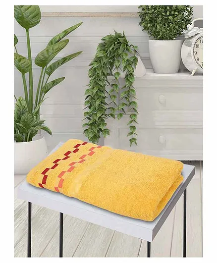 Bianca Mercerized Combed Cotton Bath Towel Bumpy Stripes  - Yellow