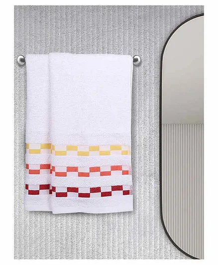 Bianca Mercerized Combed Cotton Bath Towel Bumpy Stripes Pack of 2 - White