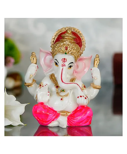 Divamee Lord Ganesha Idol Decorative Showpiece - Pink White
