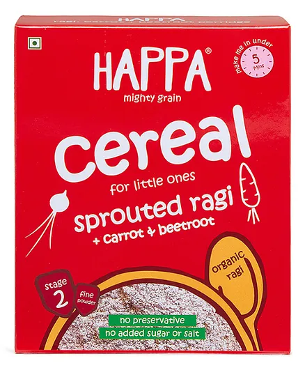 Happa Organic Kids Food Sprouted Ragi Carrot And Beetroot Porridge Mix - 200 gm