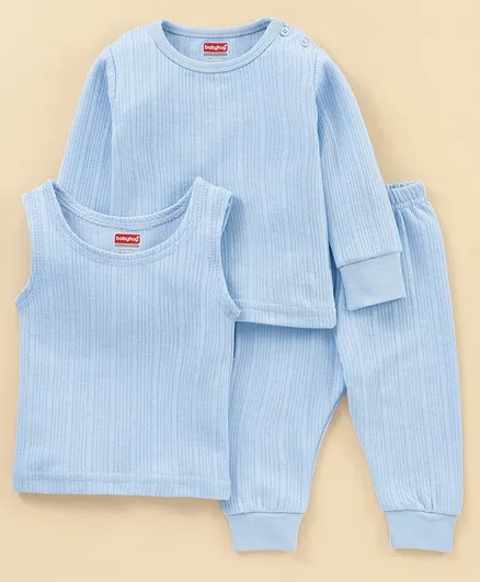 Babyhug Full Sleeves & Sleeveless Thermal Vest Set - Blue