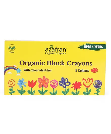 Azafran Organic Block Shaped Crayons 8 shades - Multicolor