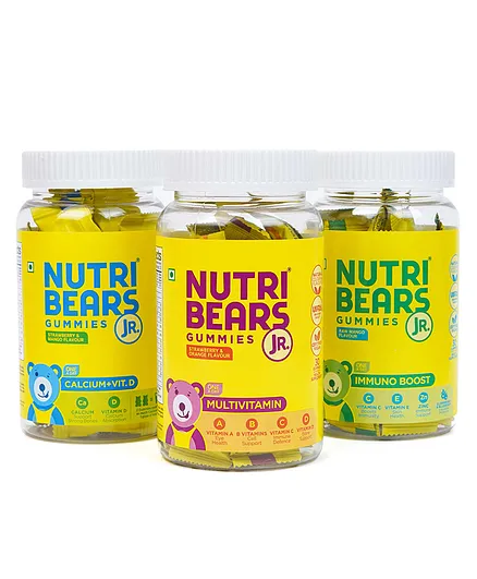 NutriBears Multivitamin Calcium and Immuno Boost Gummies Combo of 3 - 30 Pieces Each 