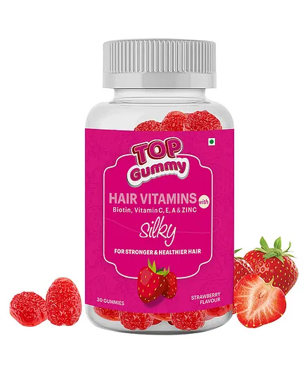 Top Gummy Strawberry Flavour Hair Vitamins Gummies - 30 Pieces