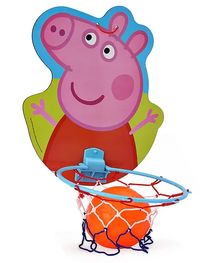Pegga Pig Face Shape Basket Ball Set with Ring - Multicolor