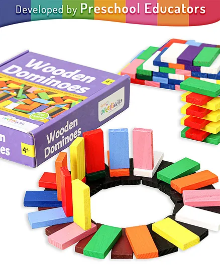 Intelliskills Premium Wooden Dominoes 120 pieces - Multicolour