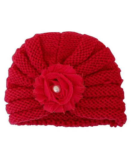 Baby Moo Floral Turban Cap - Red