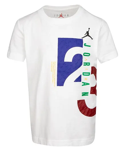 Jordan Half Sleeves Logo Printed Tee - White