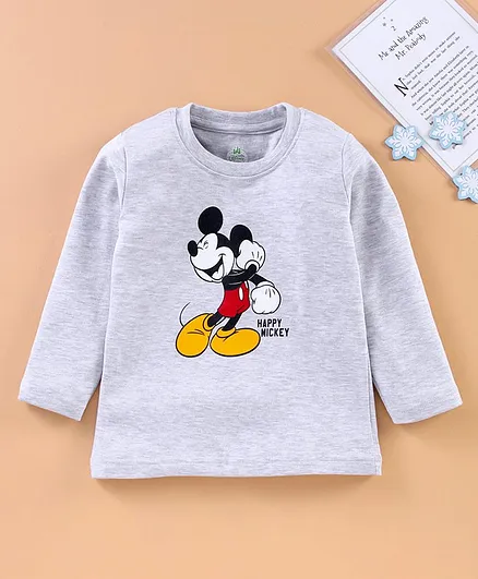 Bodycare Full Sleeves Tee Mickey Mouse Print - Grey