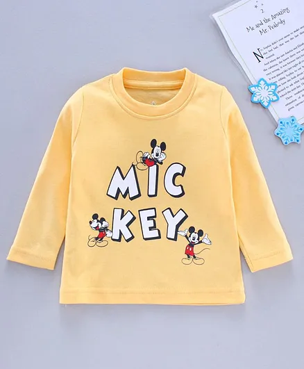 Bodycare Full Sleeves Tee Mickey Mouse Print - Yellow
