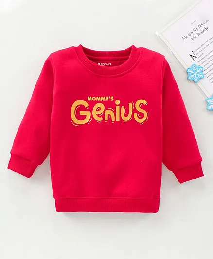 Bodycare Full Sleeves Sweatshirt Mommy's Genius Print - Red
