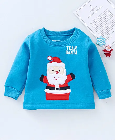 Bodycare Full Sleeves Sweatshirts Santa Print - Blue
