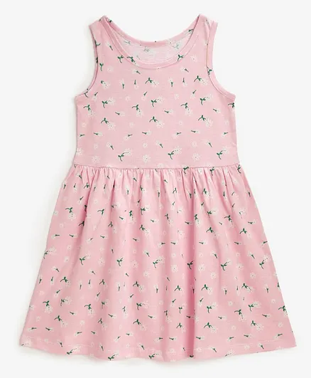 KIDSCRAFT Sleeveless Flowers Print Dress - Pink