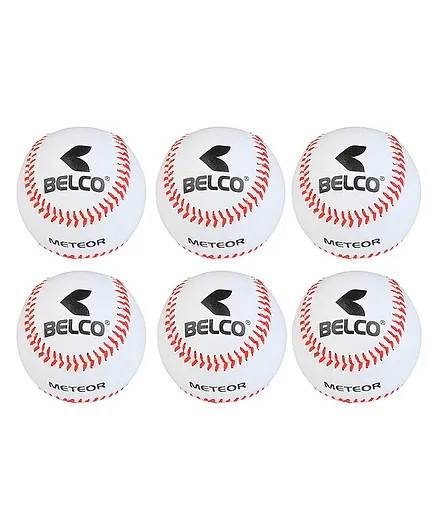 Belco Competition Grade PU Baseball Official Size Pack of 6 - White