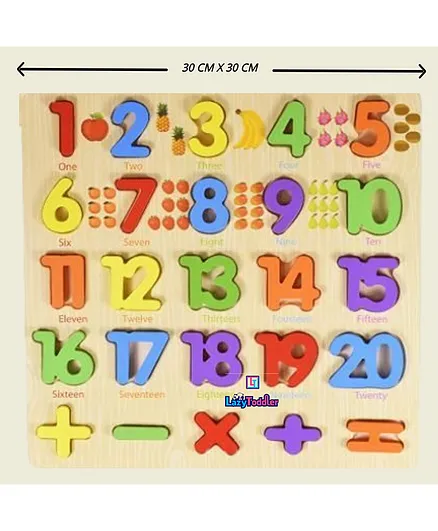 LazyToddler Numbers & Symbols Wooden Board Puzzle - 20 Pieces