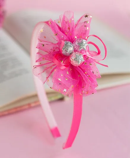 Jewelz Net Flower Hair Band - Pink