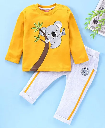 Babyhug Full Sleeves Tee and Lounge Pants - Yellow