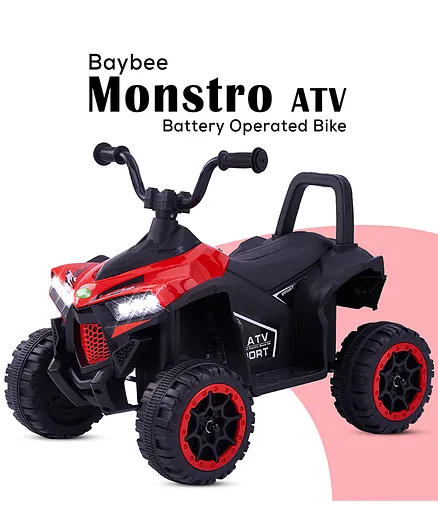 Baybee Monstro Battery Operated Ride-On Monster ATV With Music - Red