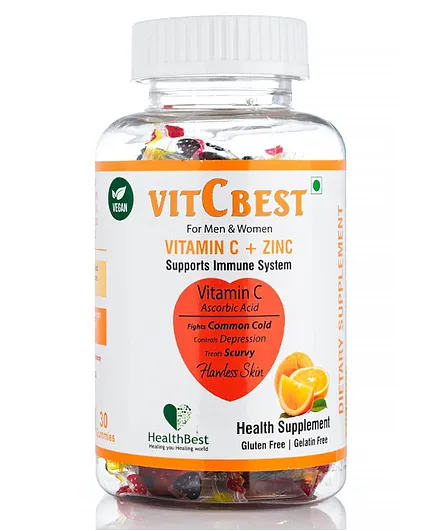 HealthBest VitCbest Vitamin C + Zinc - 30 Gummies 