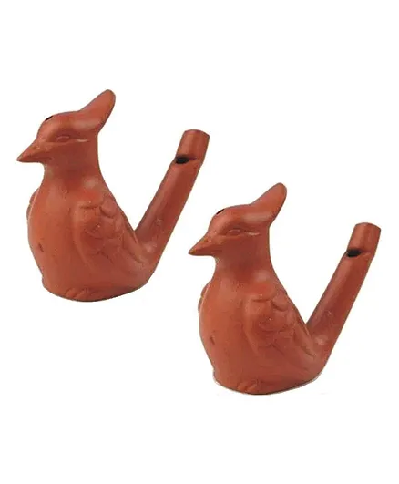Simple Days Bird Calls Clay Water Whistle Pack of 2 - Brown